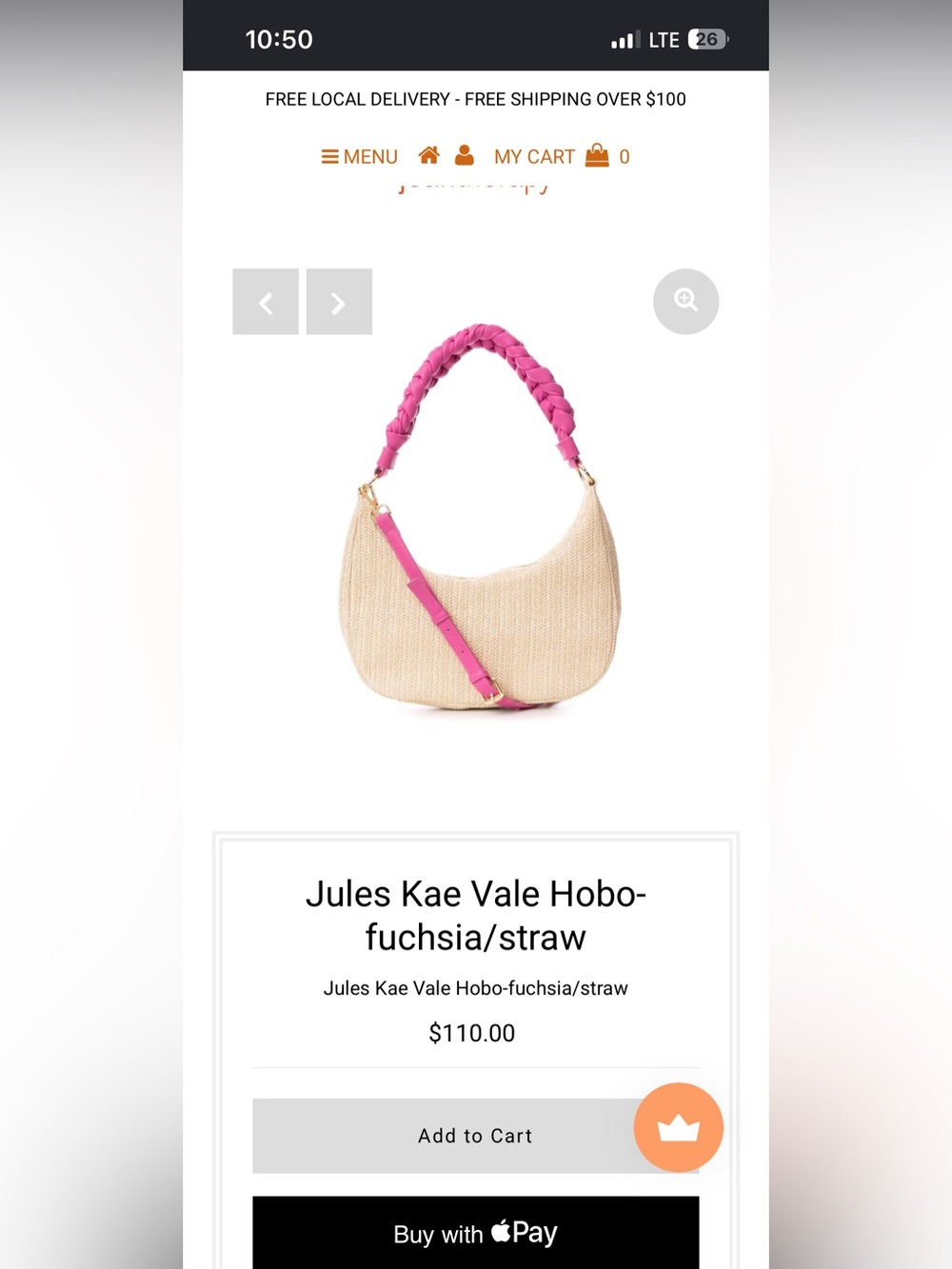 Jules Kae Vale Bag in Fuchsia NWT padded shoulder strap with dust bag & long